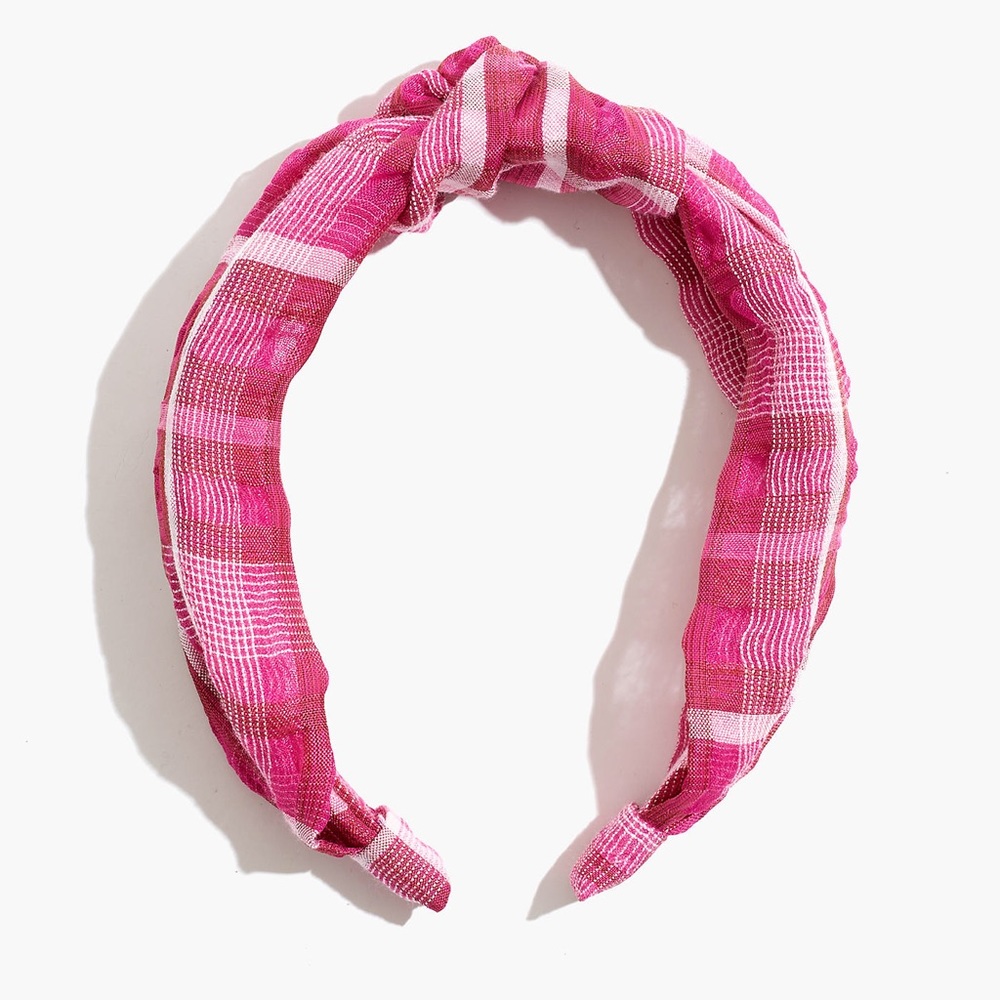 Madewell Knotted Covered Headband - Azalea Plaid